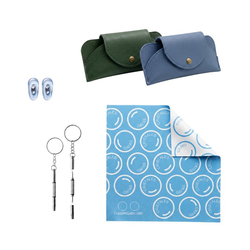 Imagen de accesorios fundas, gamuza, mini destornillador, plaquetas.